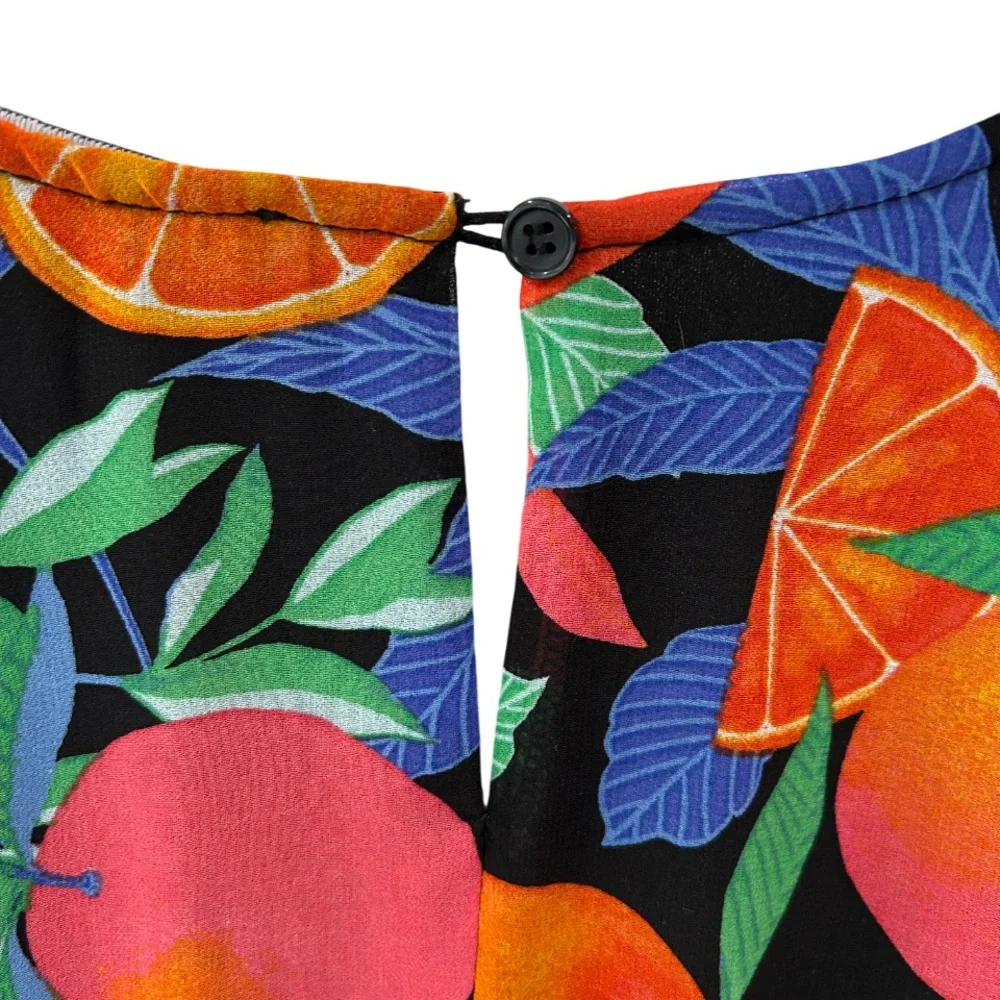 Nina Parker fruit print maxi dress 1X citrus orange high slits resort vacation - Picture 10 of 11